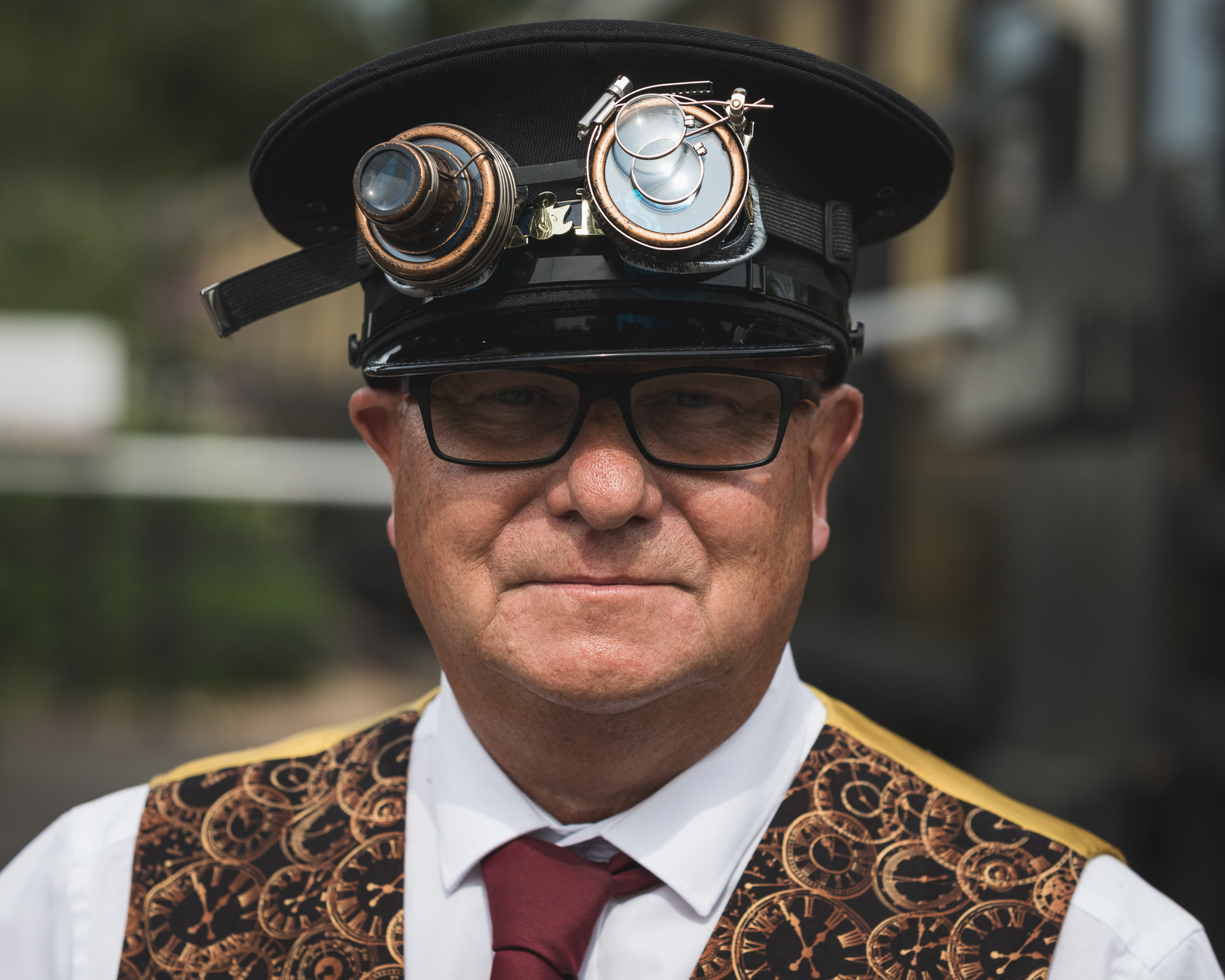 Mark Wignall sporting Steampunk waistcoat and goggles Mark Wignall sporting Steampunk waistcoat and goggles